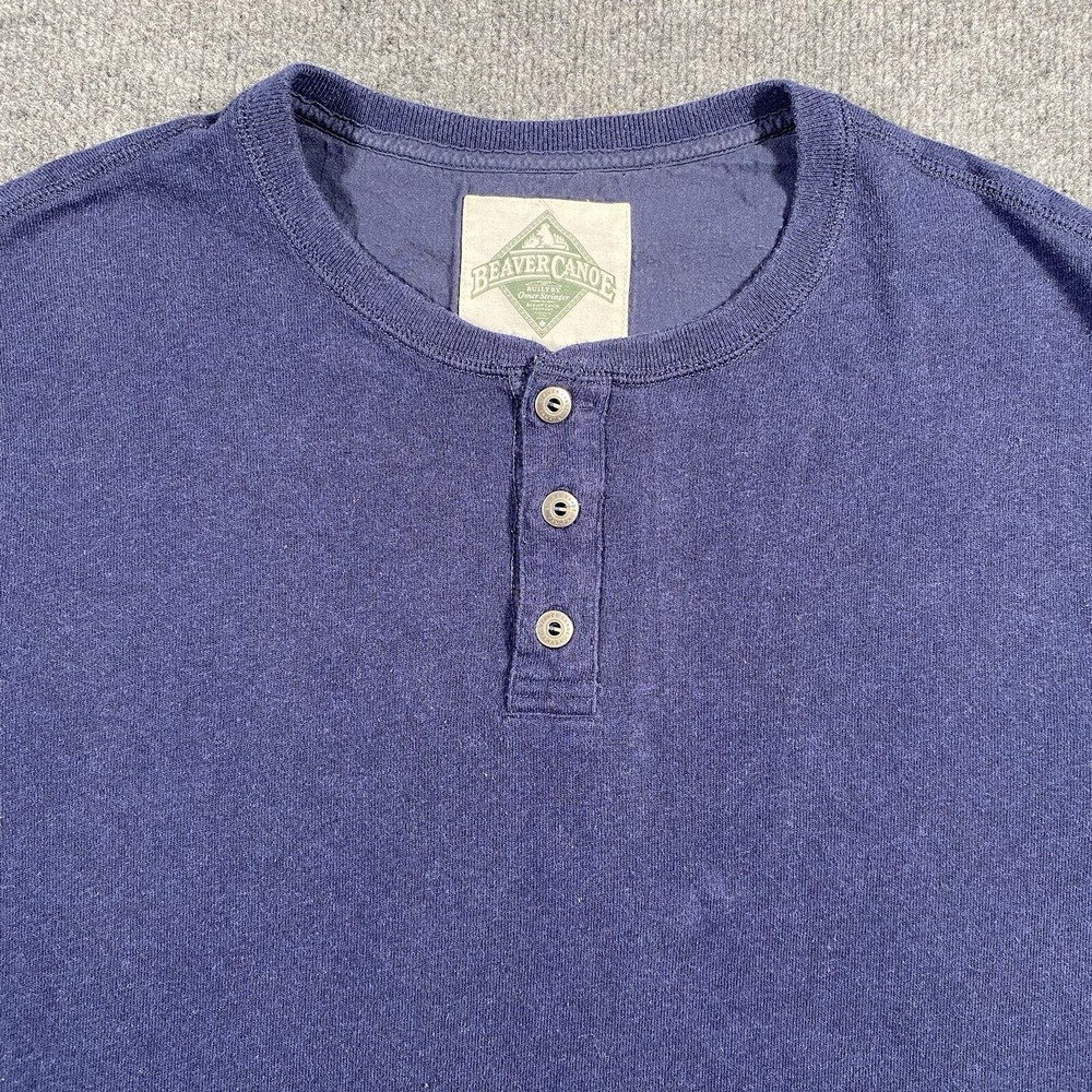 Beaver Canoe by Omer Stringer Mens 2XL Henley Short Sleeve Shirt Heavyweight